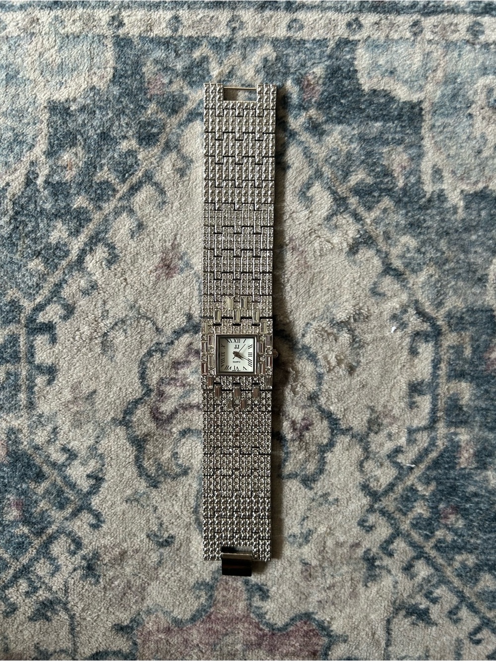 Suzanne Somers Women’s Silver Tone Rhinestone Bracelet Quartz Watch